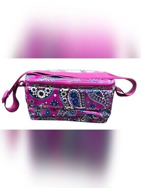 Vera Bradley Crossbody Purple Insulated Cooler Lunch Box Or Cosmetic Bag